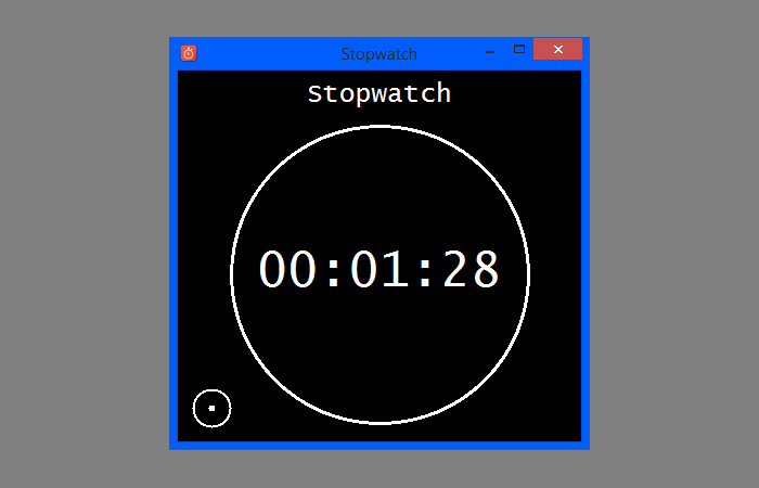 Basic stopwatch: click anywhere to start/stop