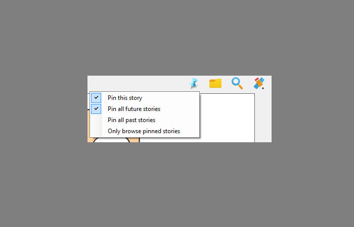 Pin stories for offline viewing